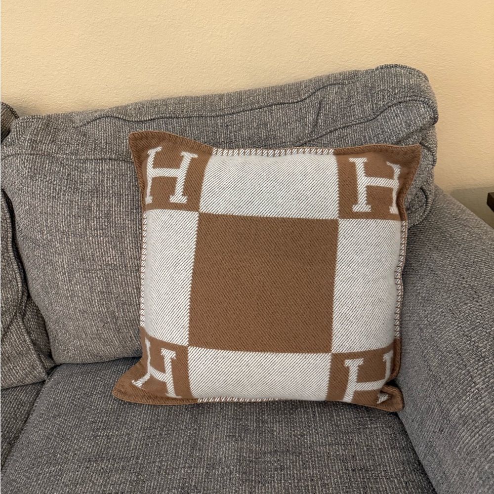 Hermes Brown and White Accent Pillow